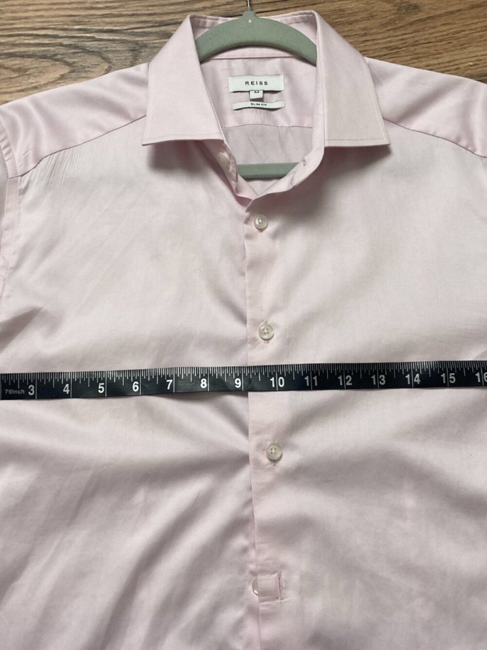 REISS Men’s Medium Slim Fit Long Sleeve Dress Shirt Light Pink Button Up - Picture 3 of 10